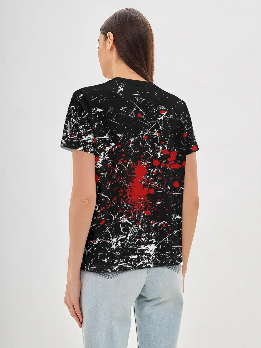 Женская базовая футболка / Брызги Череп Хипстер Гранж