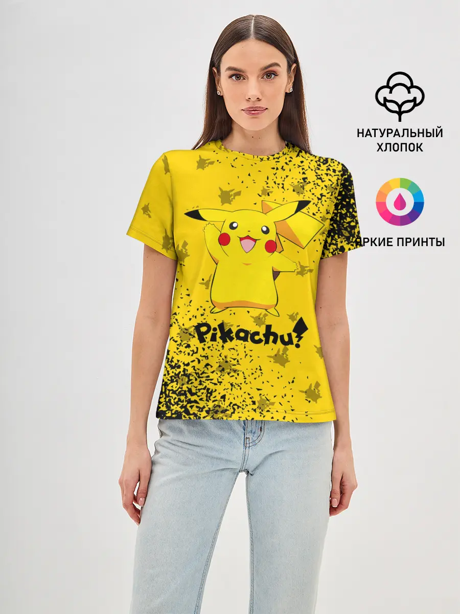 Женская базовая футболка / ПИКАЧУ / PIKACHU