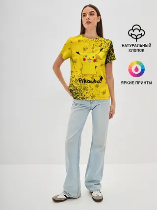 Женская базовая футболка / ПИКАЧУ / PIKACHU
