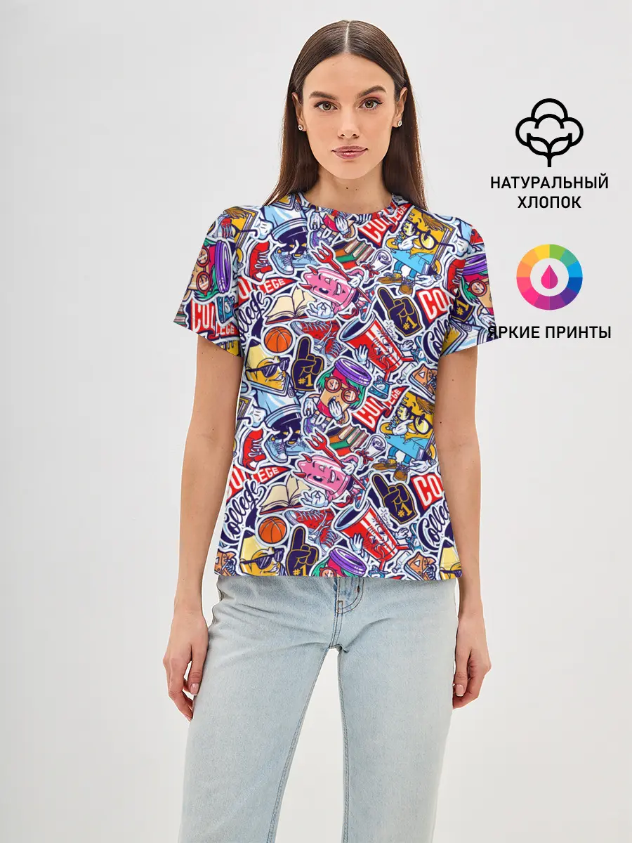 Женская базовая футболка / Стикерпак