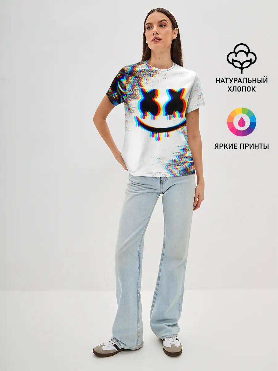 Женская базовая футболка / MARSHMELLOW GLITCH