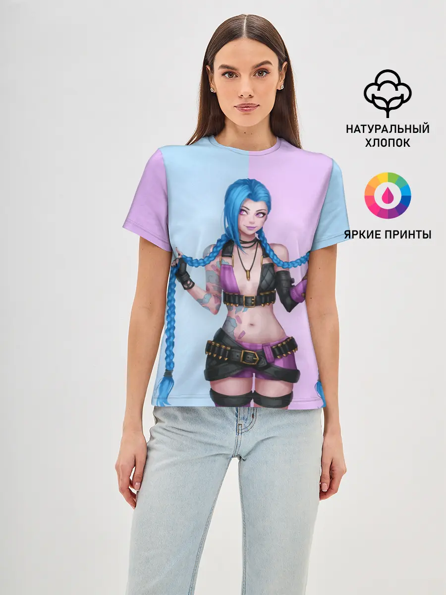 Женская базовая футболка / League of Legends Jinx
