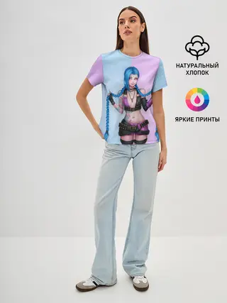 Женская базовая футболка / League of Legends Jinx