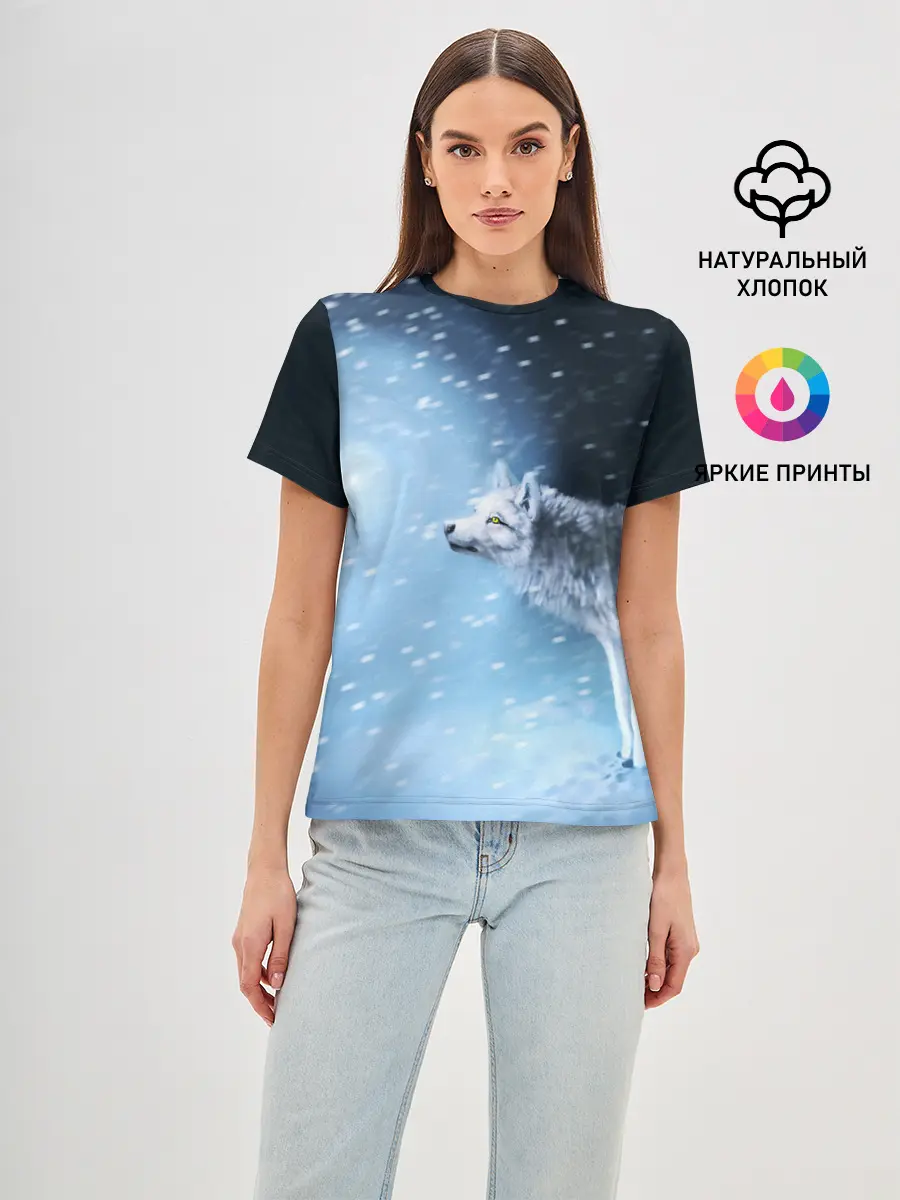 Женская базовая футболка / ВОЛК ЗИМА