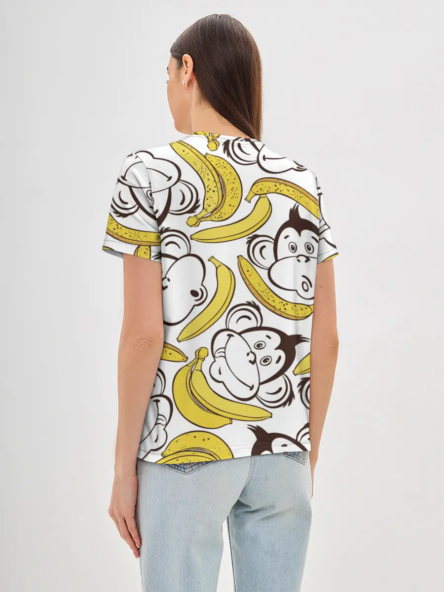 Женская базовая футболка / Обезьянки и бананы