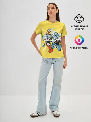 Женская базовая футболка / Cuphead bros
