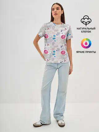 Женская базовая футболка / Граффити-школьная тетрадь