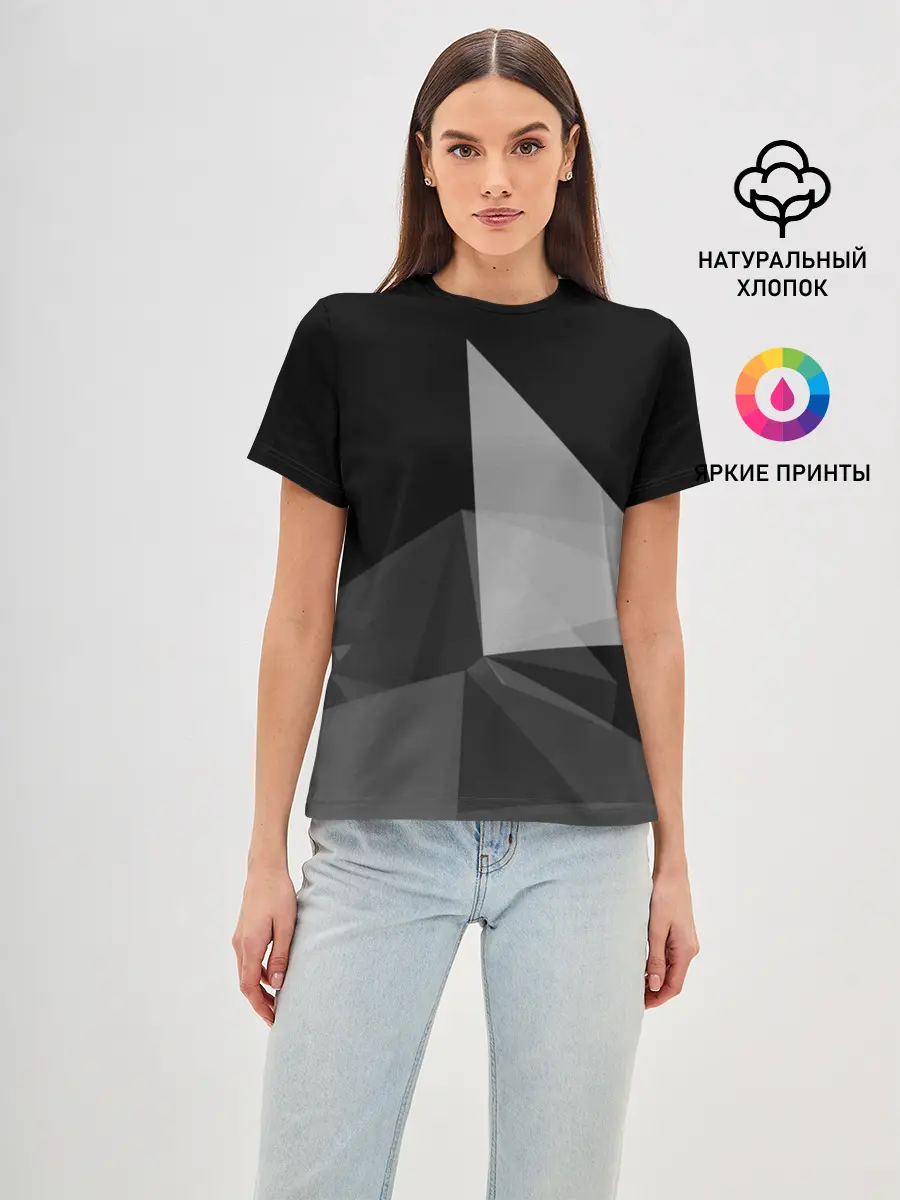 Женская базовая футболка / Camo - Black & White