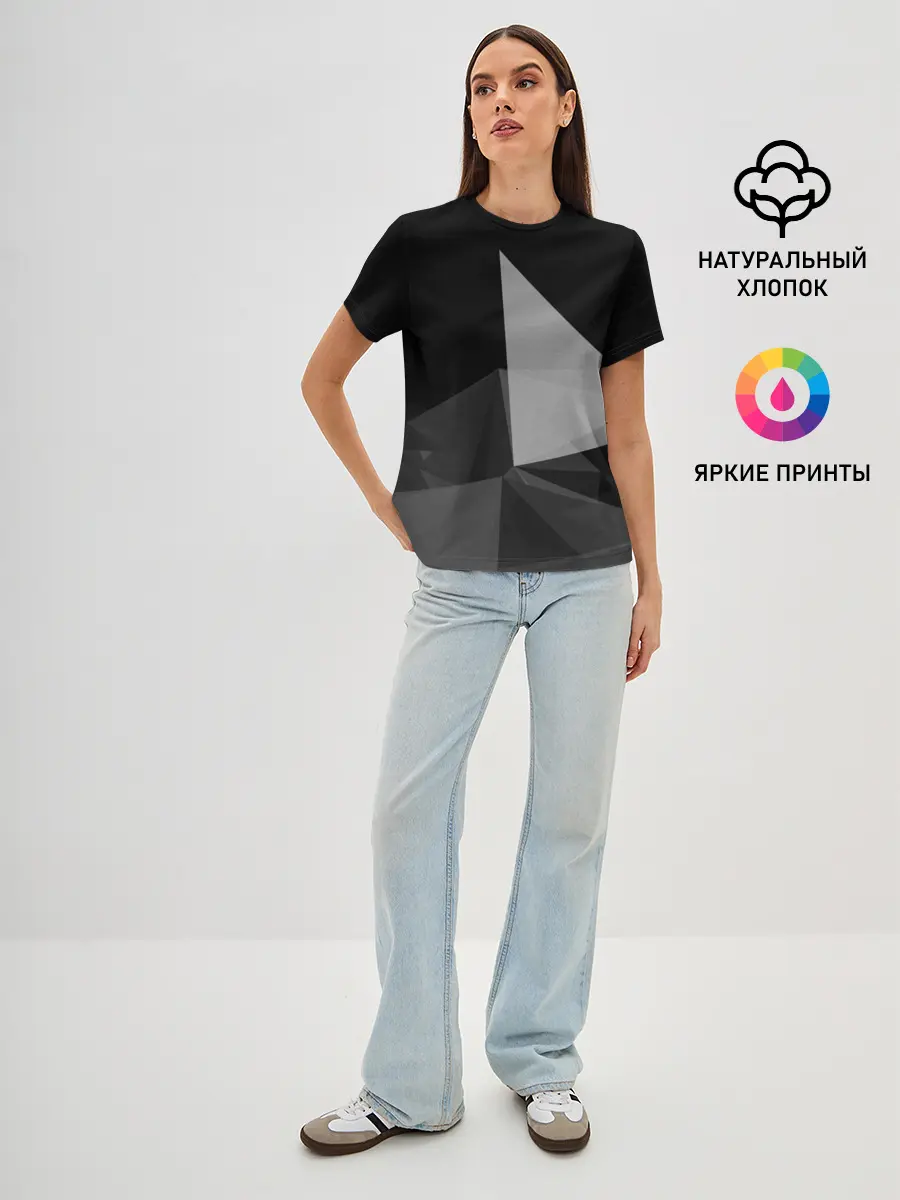 Женская базовая футболка / Camo - Black & White