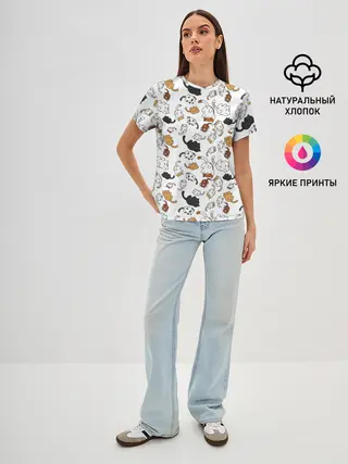 Женская базовая футболка / Котики.