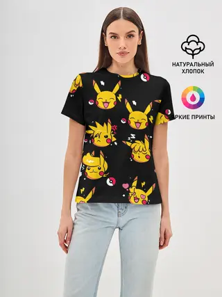 Женская базовая футболка / Пикачу Эмоции