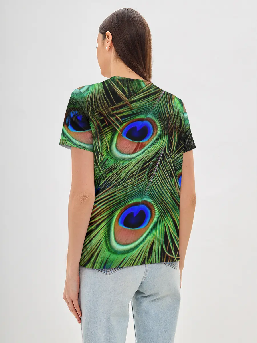 Женская базовая футболка / Перья павлина #1