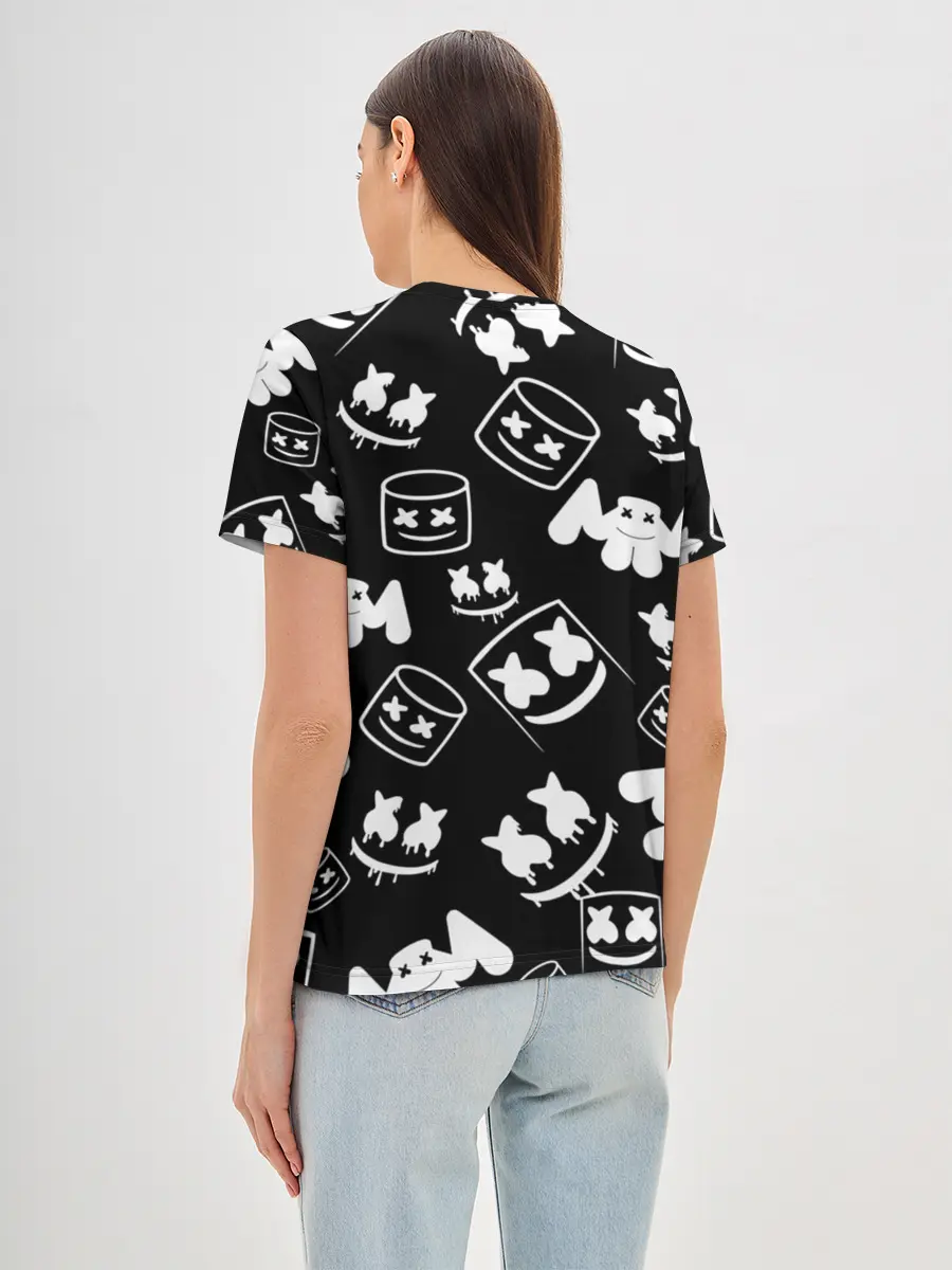 Женская базовая футболка / Marshmello ЧБ