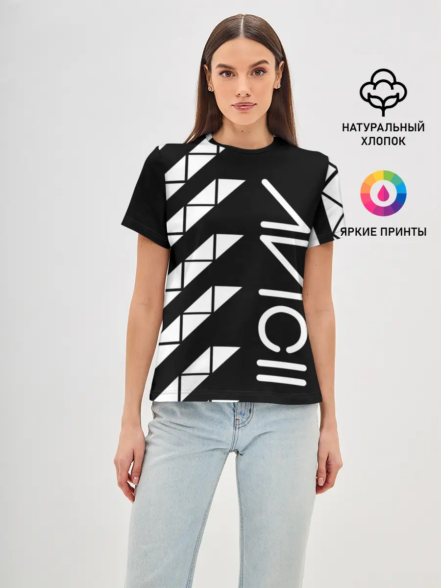 Женская базовая футболка / AVICII ГЕОМЕТРИЯ