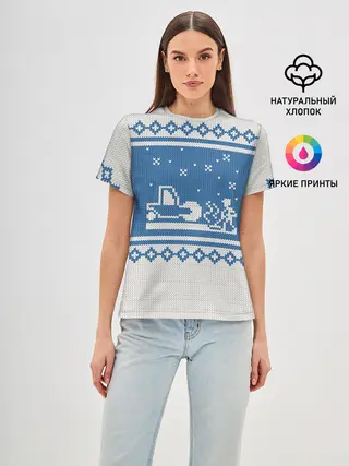 Женская базовая футболка / Свитер с Оленем