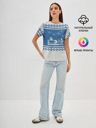 Женская базовая футболка / Свитер с Оленем