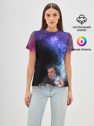 Женская базовая футболка / Elon Musk space Илон Маск