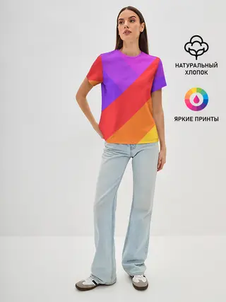 Женская базовая футболка / РАДУЖНАЯ ГЕОМЕТРИЯ / RAINBOW GEOMETRY