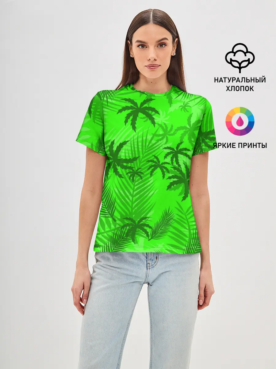 Женская базовая футболка / ПАЛЬМЫ | ЛЕТО | TROPICAL