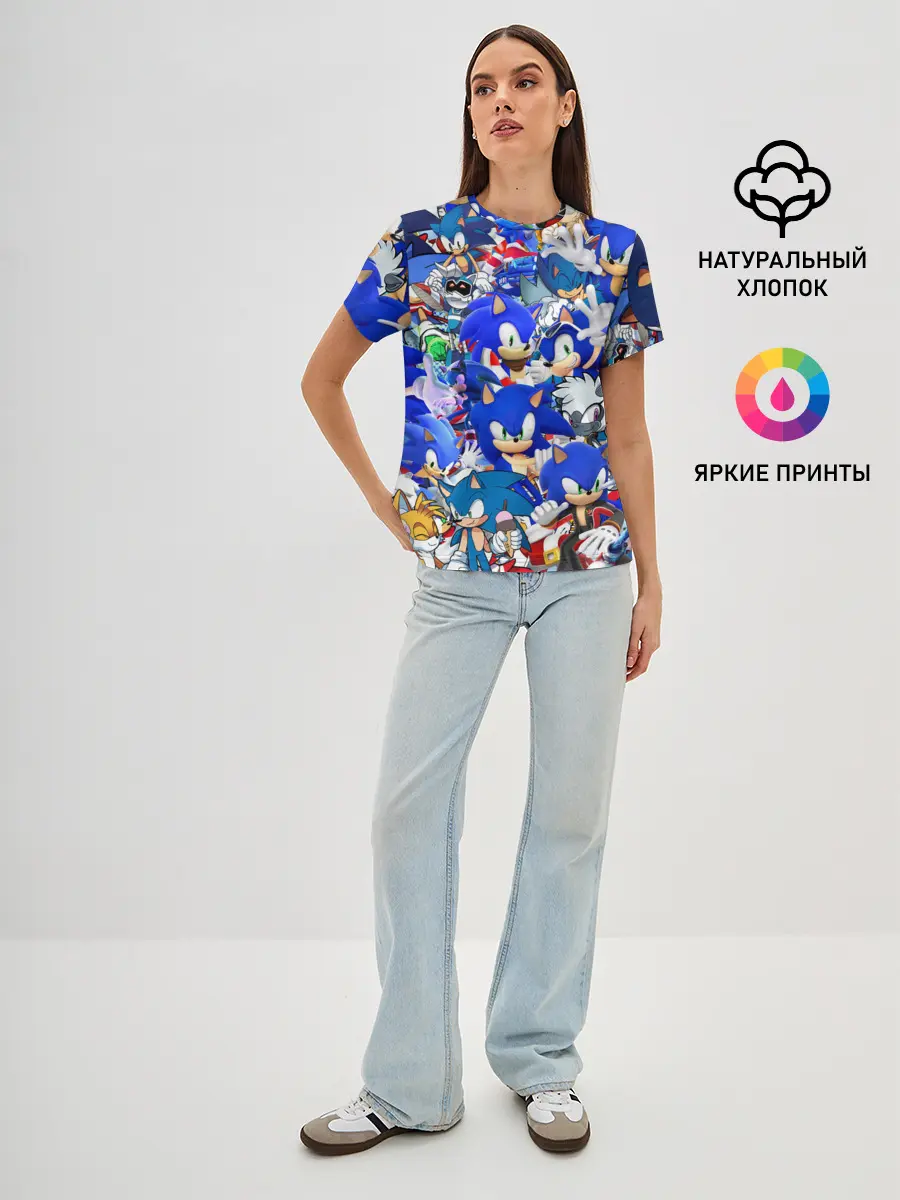Женская базовая футболка / SONIC СИНИЙ ЁЖ СОНИК
