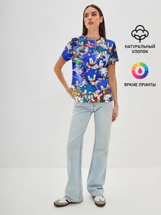 Женская базовая футболка / SONIC СИНИЙ ЁЖ СОНИК