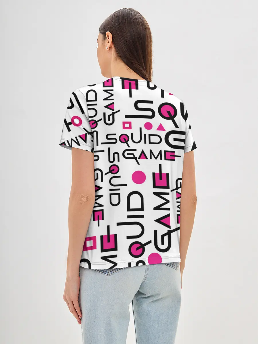 Женская базовая футболка / ИГРА В КАЛЬМАРА УЗОР И ПАТТЕРН ЛОГО