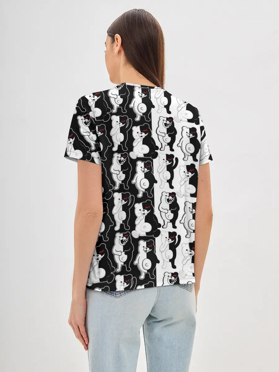 Женская базовая футболка / MONOKUMA / МОНОКУМА ПАТТЕРН