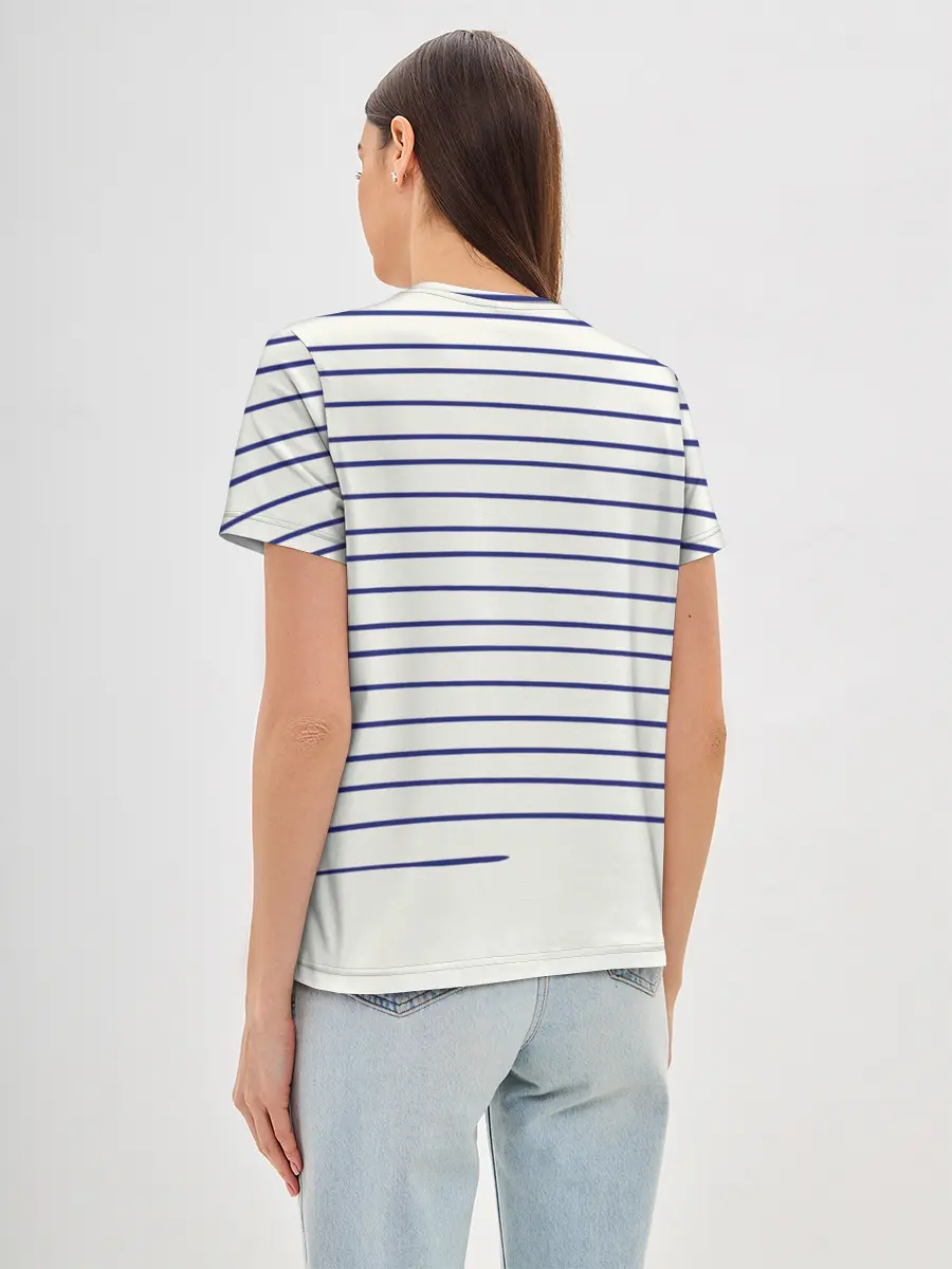 Женская базовая футболка / Муми-тролль рисует полосы