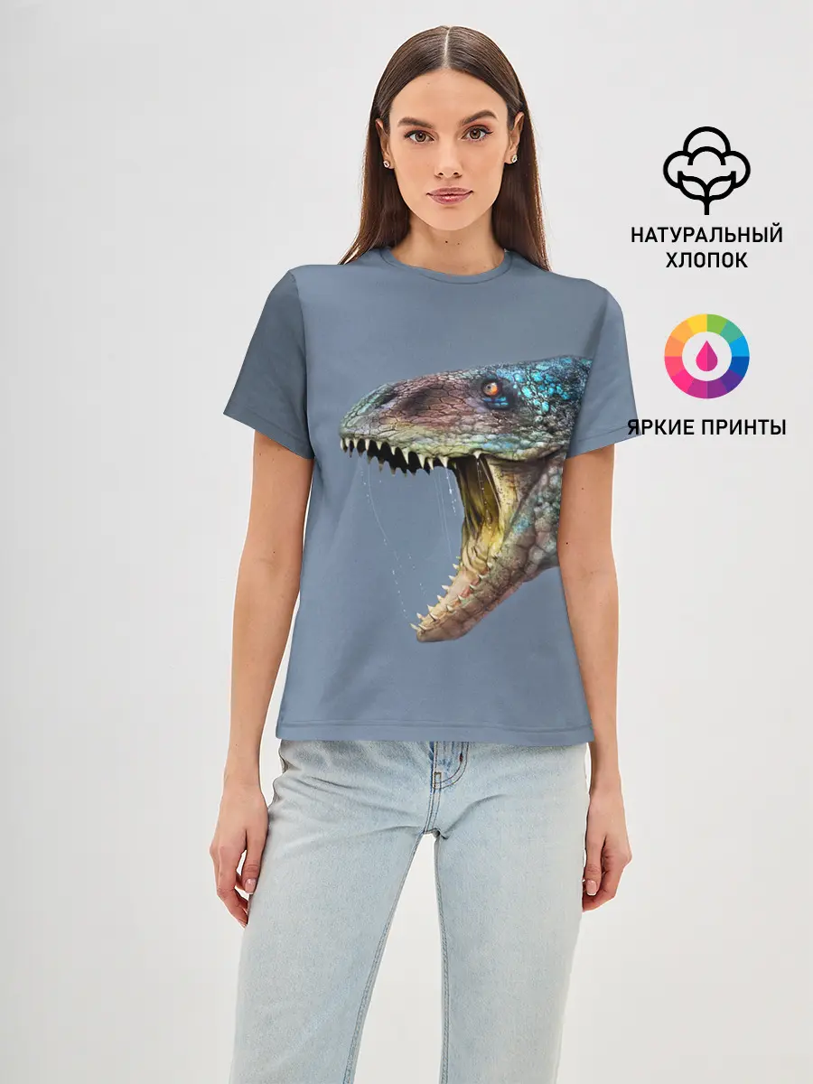 Женская базовая футболка / Хищный динозавр | Dino