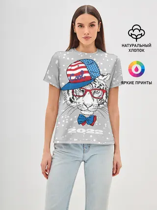 Женская базовая футболка / Крутой белый тигр