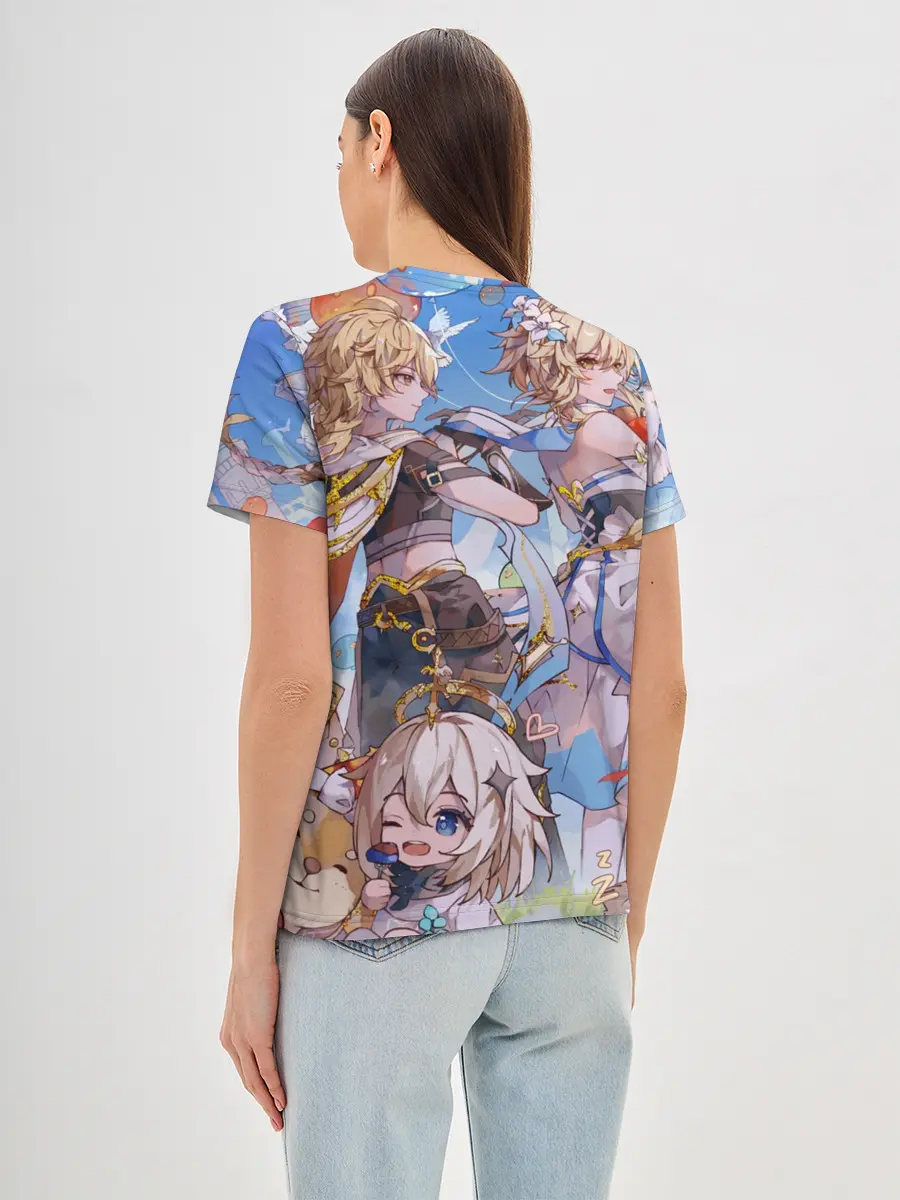 Женская базовая футболка / Genshin impact день рождение