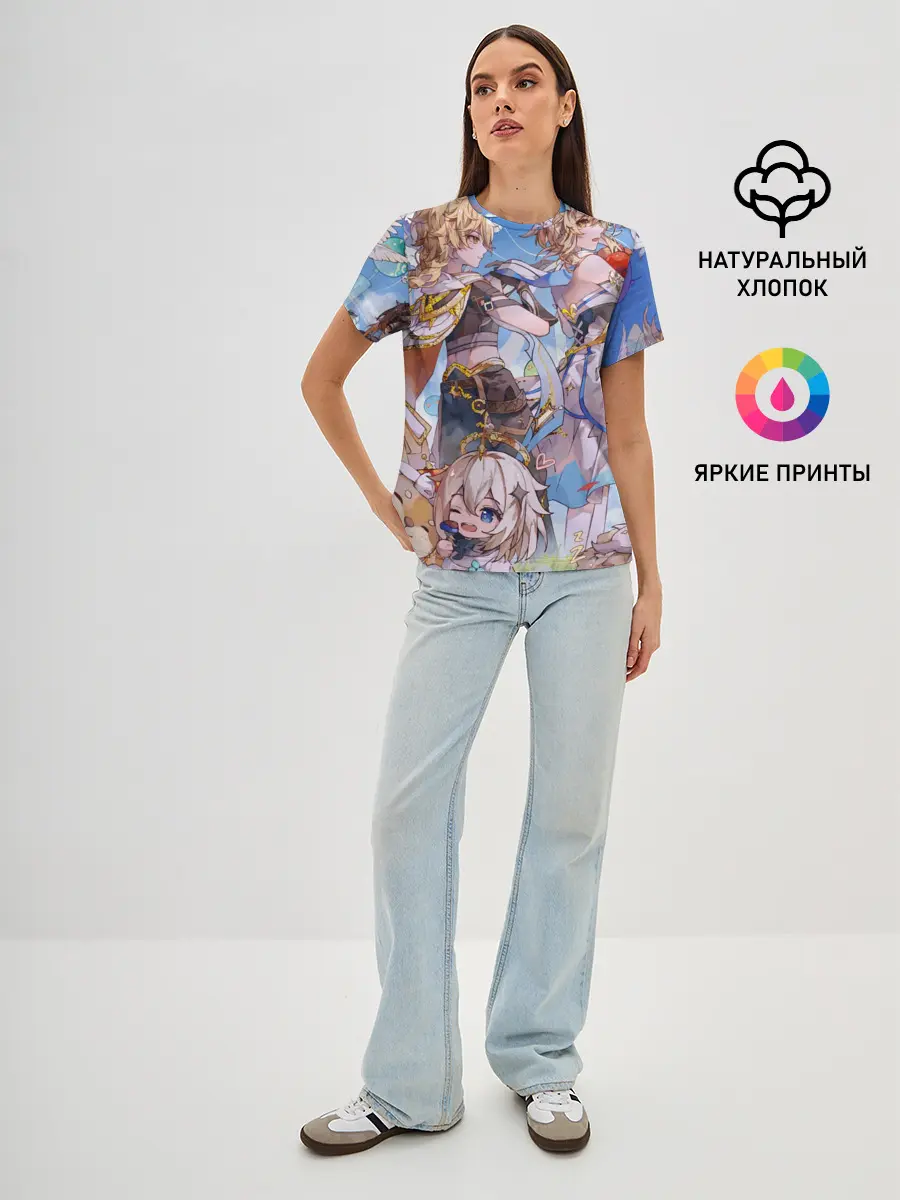 Женская базовая футболка / Genshin impact день рождение