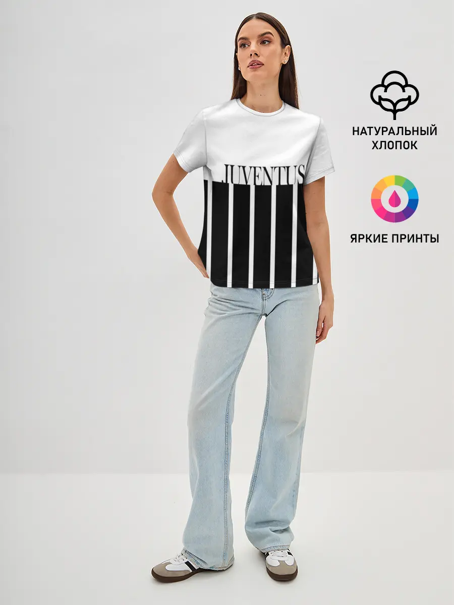 Женская базовая футболка / Juventus | Tee Black and White