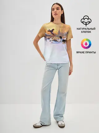 Женская базовая футболка / Собака и фазан