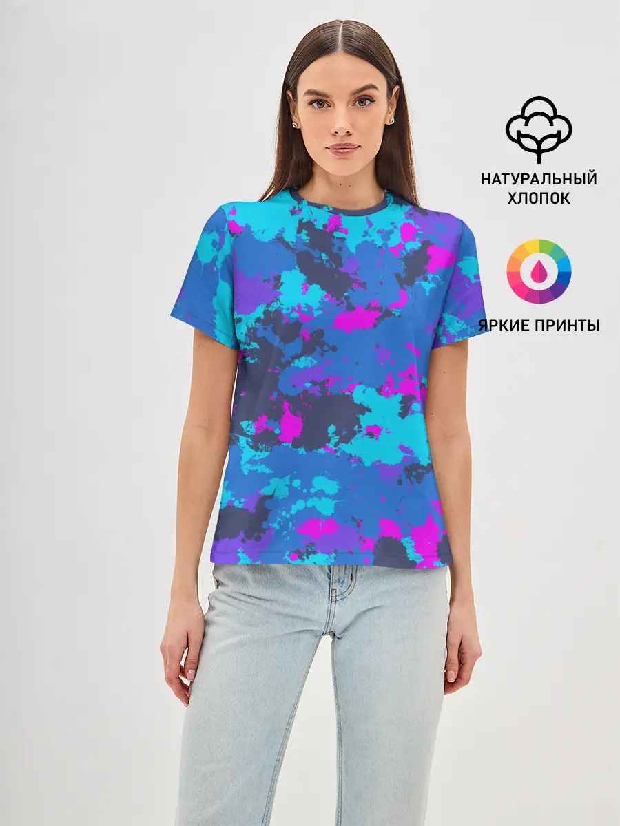 Женская базовая футболка / Неоновые краски