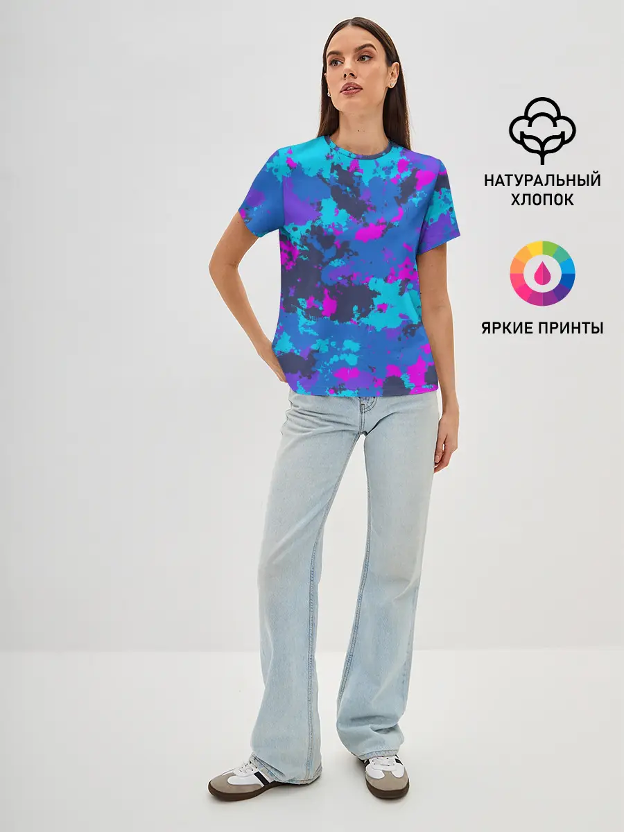 Женская базовая футболка / Неоновые краски