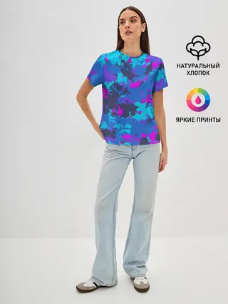 Женская базовая футболка / Неоновые краски