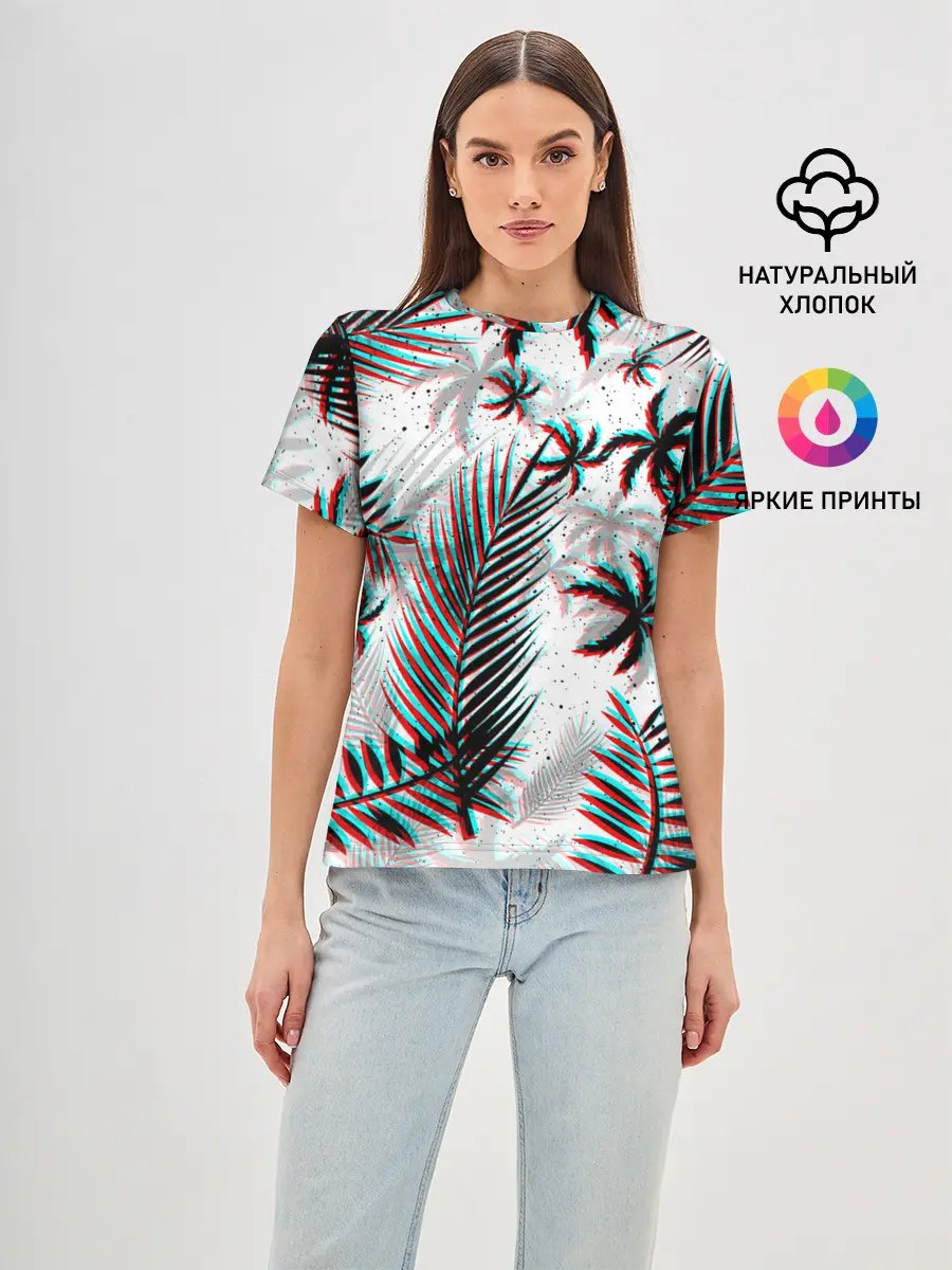 Женская базовая футболка / ПАЛЬМЫ | TROPICAL GLITCH