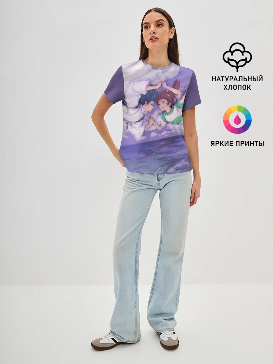 Женская базовая футболка / Хаку и Тихиро _2