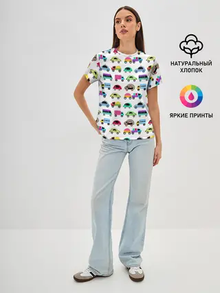 Женская базовая футболка / Веселые машинки