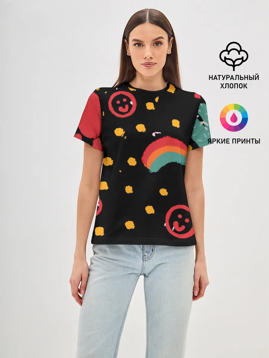 Женская базовая футболка / красочное детство