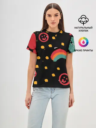 Женская базовая футболка / красочное детство