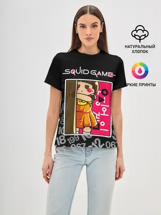 Женская базовая футболка / ИГРА В КАЛЬМАРА / КУКЛА / DOLL