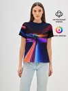 Женская базовая футболка / Красочные светящиеся линии
