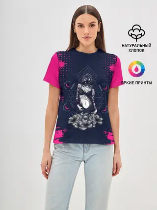 Женская базовая футболка / ДЕВУШКА С ТАТУ | ПОСТАПОКАЛИПСИС