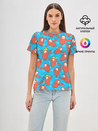 Женская базовая футболка / Fall guys red