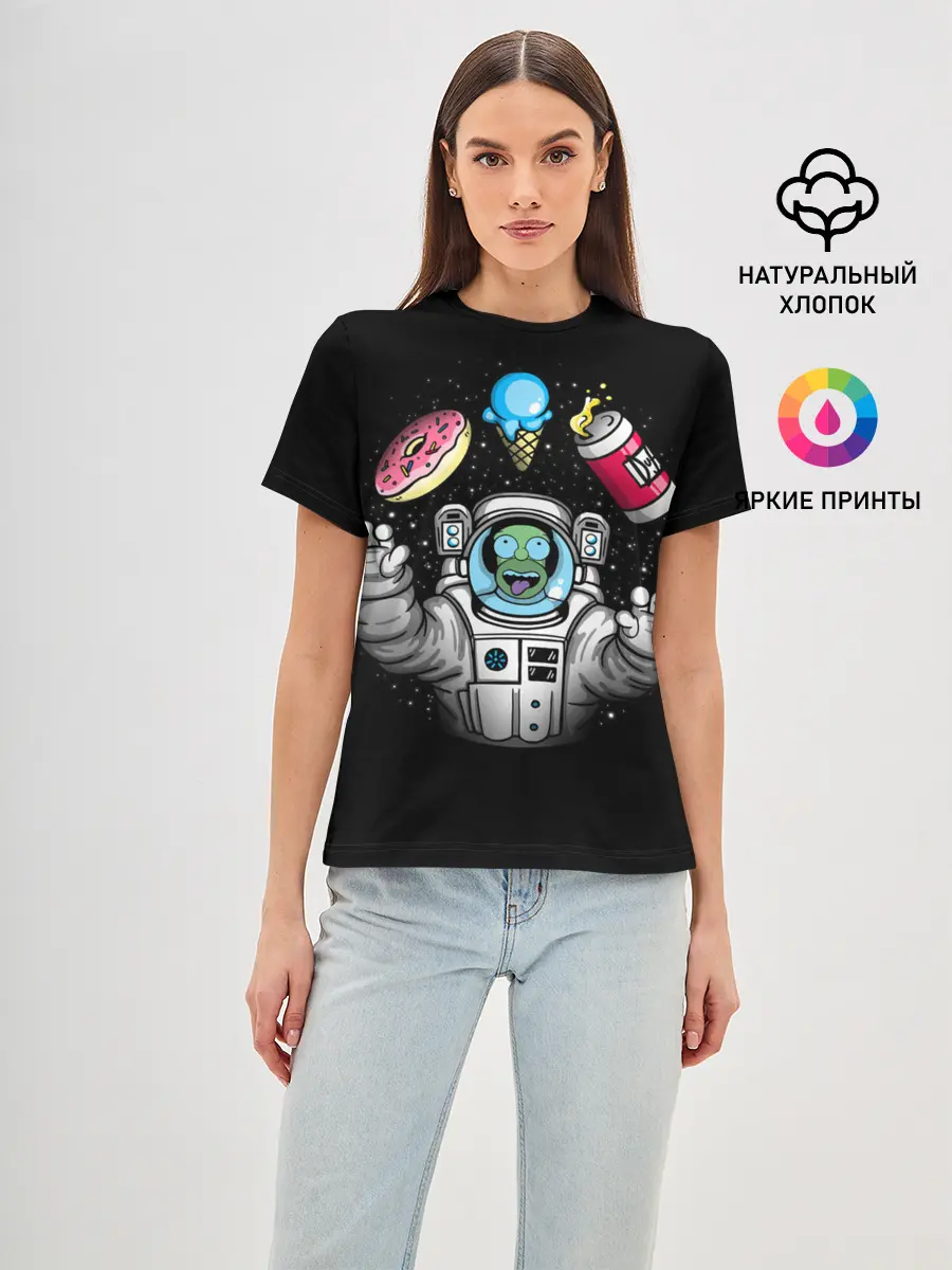 Женская базовая футболка / Гомер в космосе