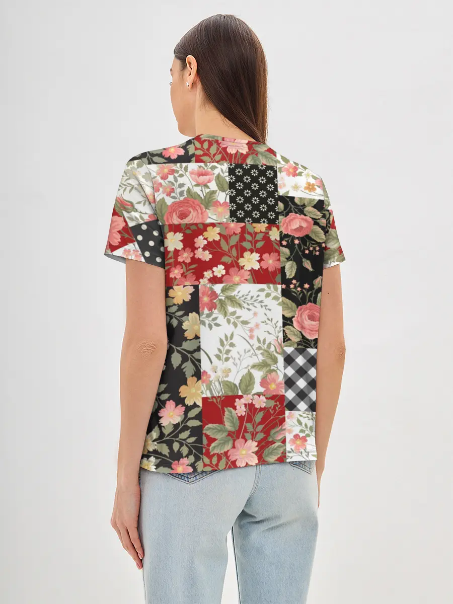 Женская базовая футболка / Лоскутный орнамент