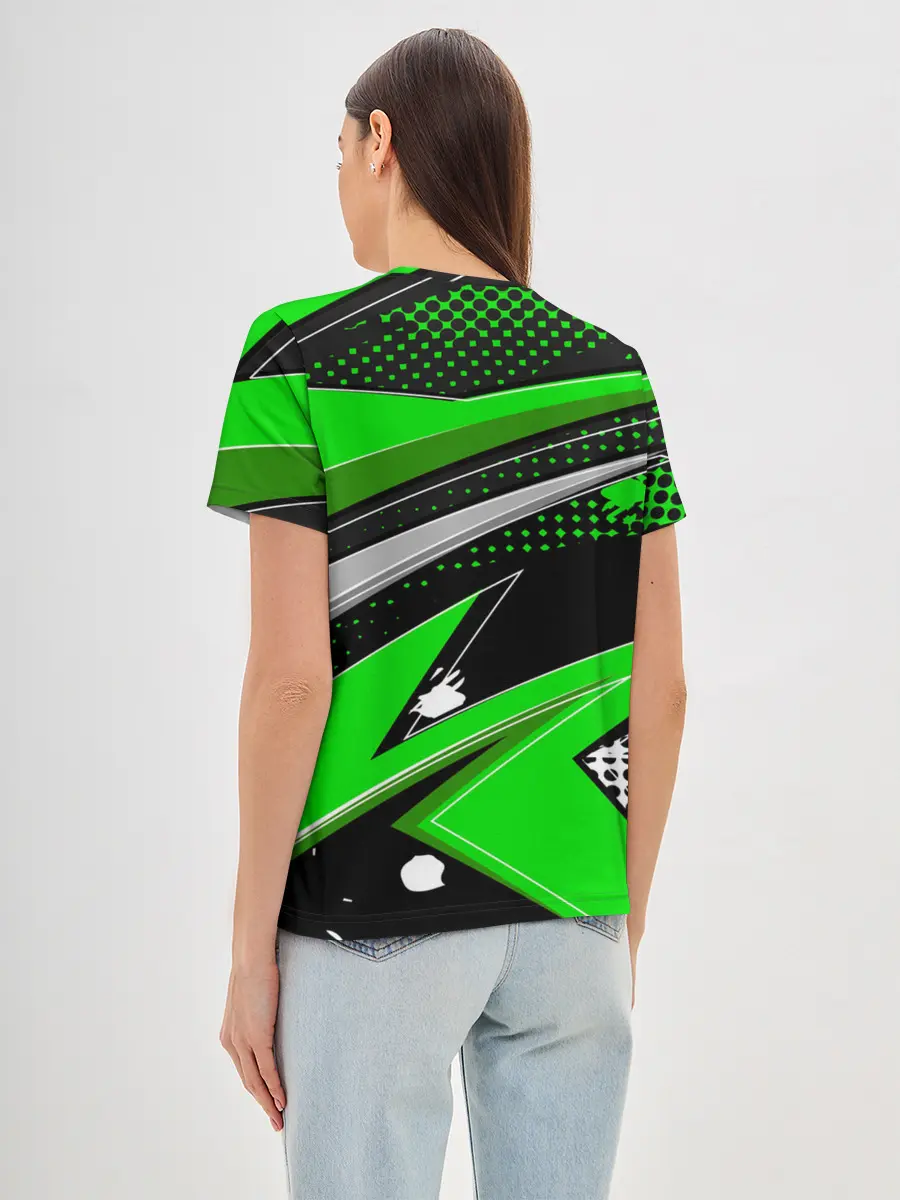 Женская базовая футболка / Зеленая краска