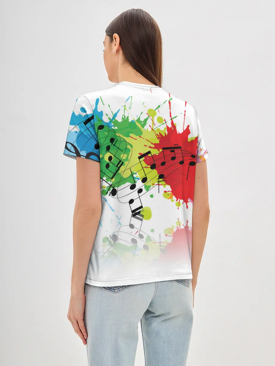 Женская базовая футболка / Ноты color